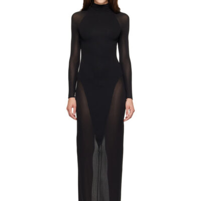 Alaïa Black Bodycon Opaque Maxi Dress