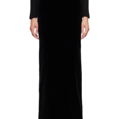 Alaïa Black Column Velvet Maxi Skirt