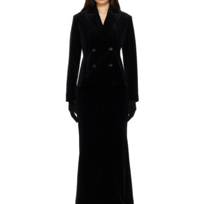 Alaïa Black Cotton Velvet Double Breasted Jacket