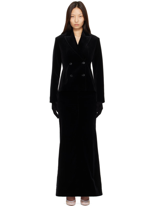Alaïa Black Cotton Velvet Double Breasted Jacket
