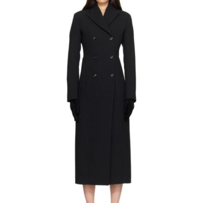 Alaïa Black Crepe Wool Tailored Coat