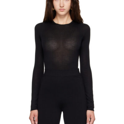 Alaïa Black Crewneck Wool Bodysuit