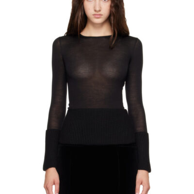Alaïa Black Crewneck Wool Sweater