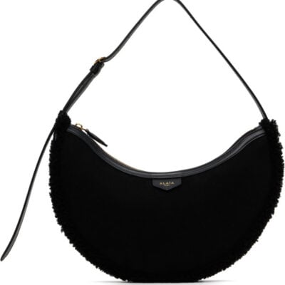Alaïa Black Demi Lune Shearling Bag