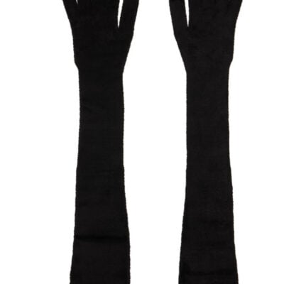 Alaïa Black Long Tailored Velvet Gloves