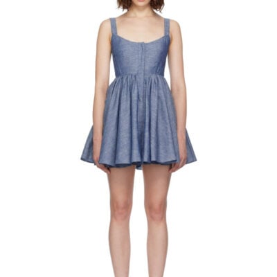 Alaïa Blue Chambray Skater Minidress