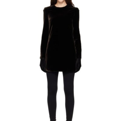 Alaïa Brown Cinched Waist Velvet Minidress