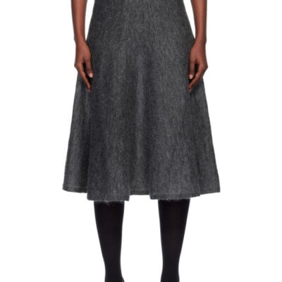 Alaïa Gray Mohair Knit Circle Midi Skirt