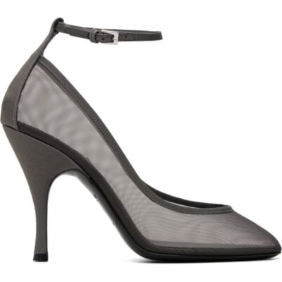 Alaïa Gray Strappy Mesh Heels