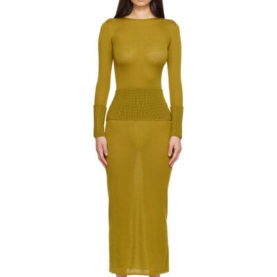 Alaïa Green Merino Bodycon Maxi Dress