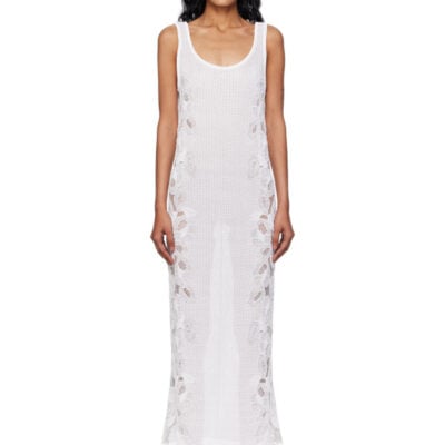 Alaïa White Guipure Lace Flower Midi Dress