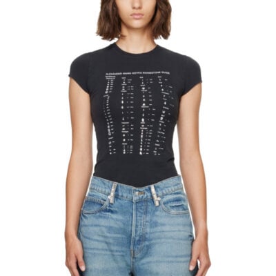Alexander Wang Black Crystal Hotfix Graphic Fitted T-shirt