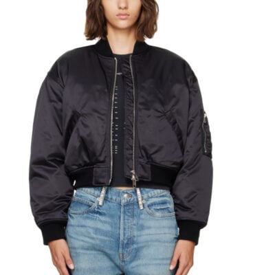 Alexander Wang Black Faux Fur Lined Bomber Jacket