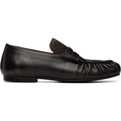 Alohas Brown Aven Vintage Effect Leather Loafers