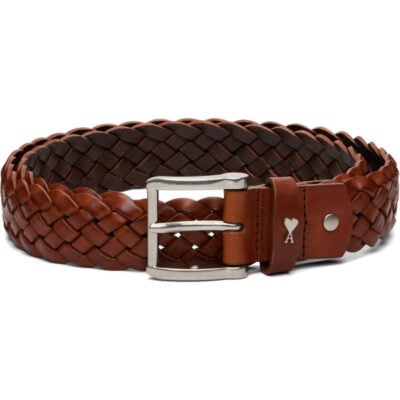 AMI Paris Brown Braided 'Paris Paris' Belt