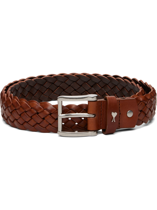 AMI Paris Brown Braided 'Paris Paris' Belt