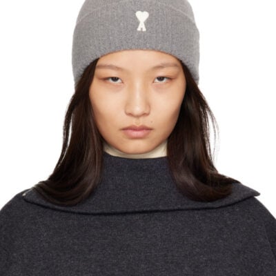 AMI Paris Gray Alpaca Ami de Coeur Beanie