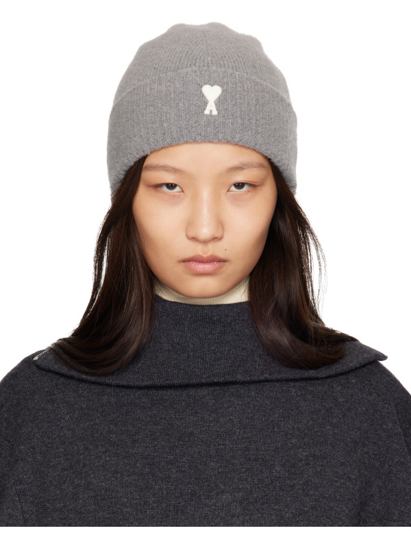 AMI Paris Gray Alpaca Ami de Coeur Beanie