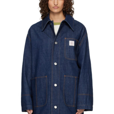 AMI Paris Indigo Cotton 'Ami Paris Heritage' Label Worker Jacket