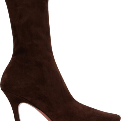 Amina Muaddi Brown Jamie Stretch 80 Boots