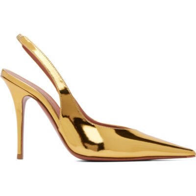 Amina Muaddi Gold Anok Sling 105 Heels