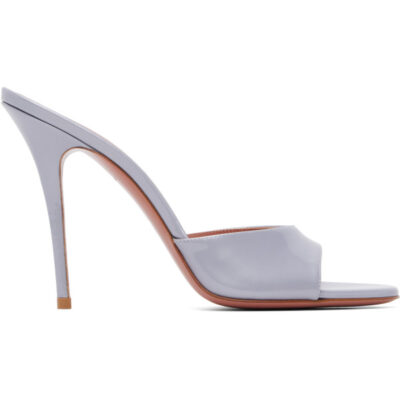 Amina Muaddi Gray Elodie Slipper 105 Heeled Sandals