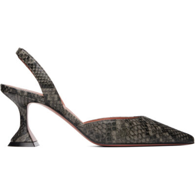 Amina Muaddi Gray Holli Sling 70 Heels
