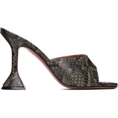 Amina Muaddi Gray Lupita Slipper 95 Heeled Sandals