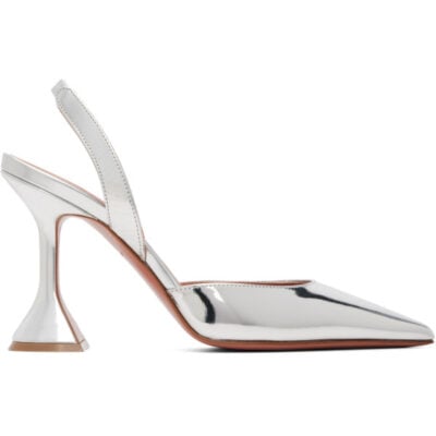 Amina Muaddi Silver Holli Sling 95 Heels