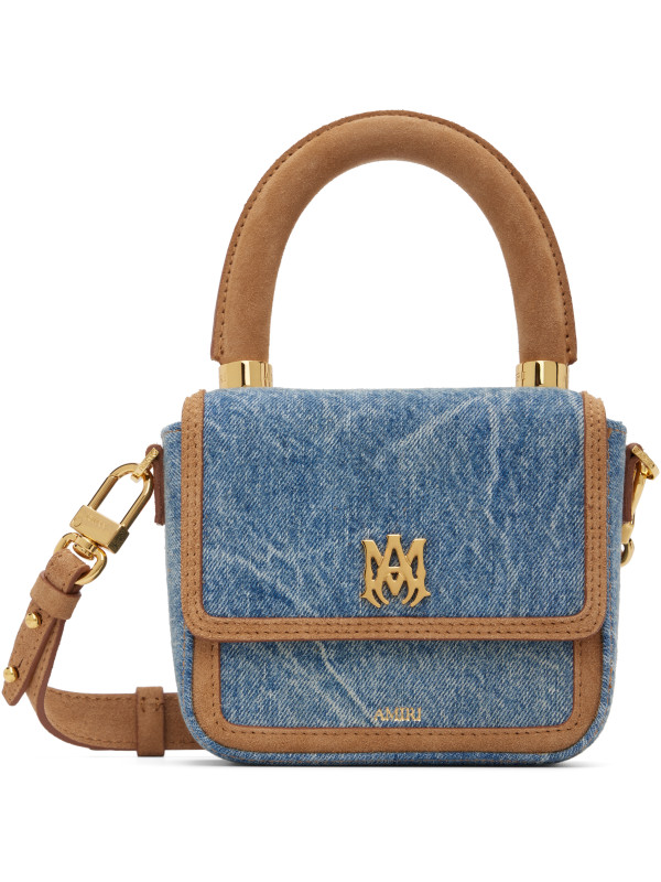 Amiri Blue Denim Suede Micro MA Bag