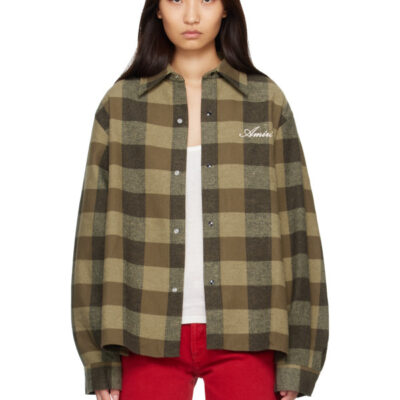 Amiri Green Oversized Heavy Flannel Shirt