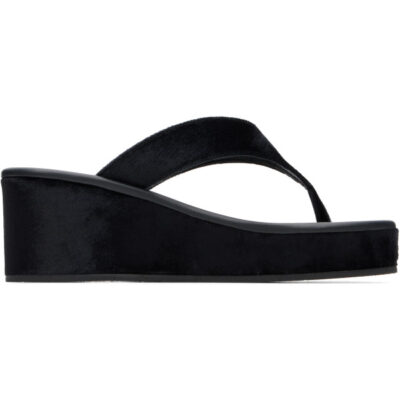 Ancient Greek Sandals Black Charys Low Wedge Heeled Sandals