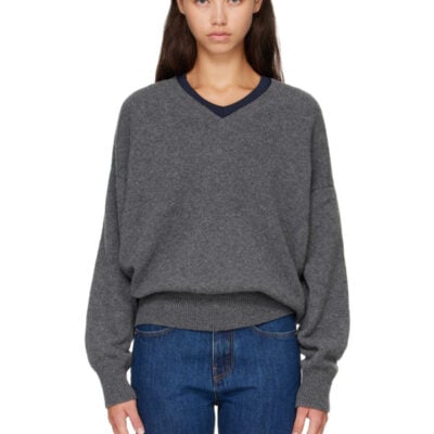 Anddaughter Gray Innes Slouch V-Neck Sweater