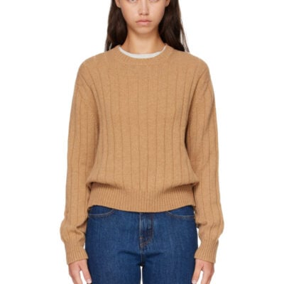 Anddaughter Tan Rooney Rib Crewneck Sweater