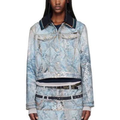 Andersson Bell Blue Python Fade Printed Denim Jacket