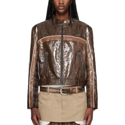 Andersson Bell Brown Circuit Track Faux-Leather Jacket