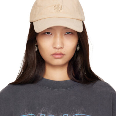 Anine Bing Beige Jeremy 'AB' Corduroy Baseball Cap