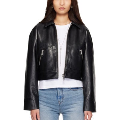 Anine Bing Black Assan Regenerated Leather Jacket