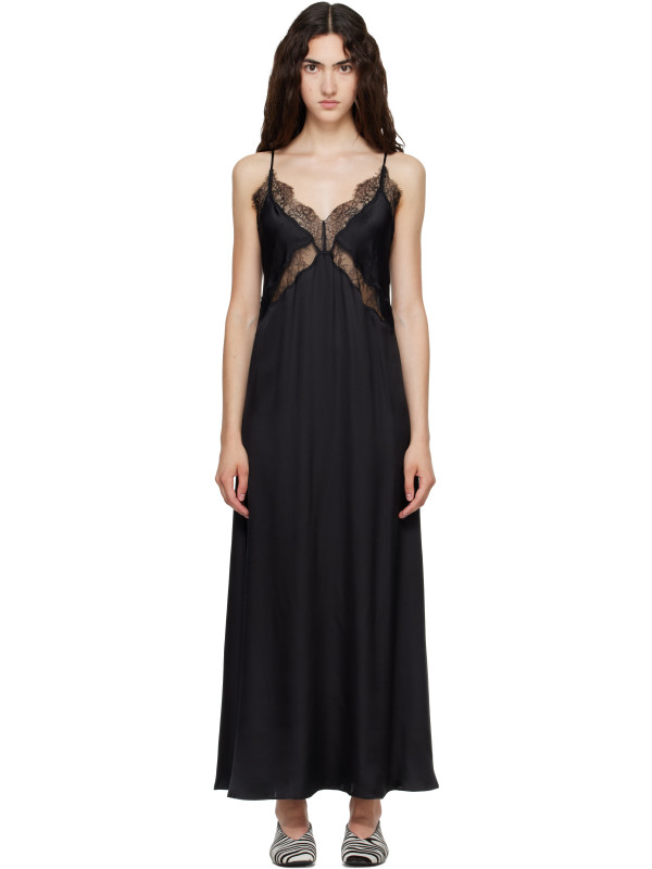 Anine Bing Black Magnolia Midi Dress