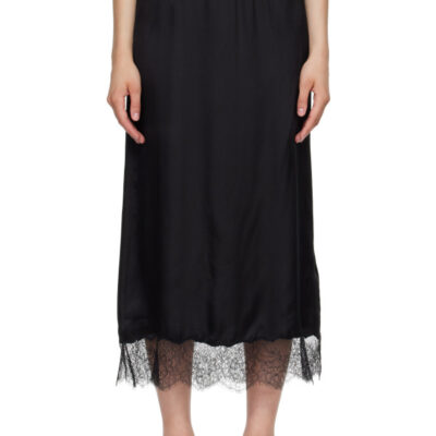 Anine Bing Black Shelby Midi Skirt