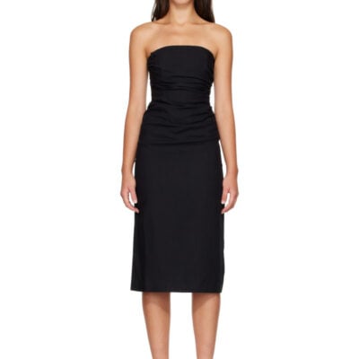 Anine Bing Black Tyla Midi Dress