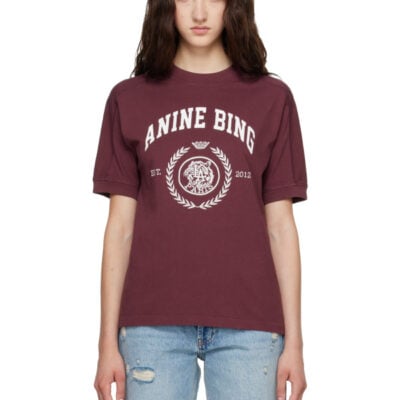 Anine Bing Burgundy Collegiate T-shirt
