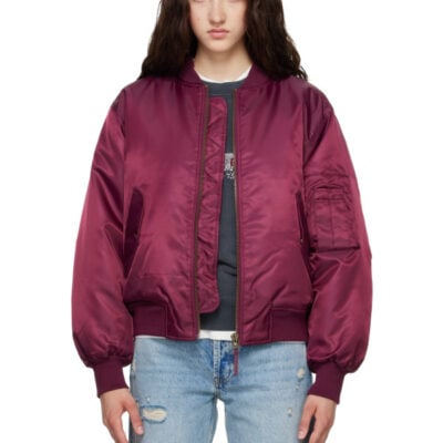 Anine Bing Burgundy Leon Bomber Jacket