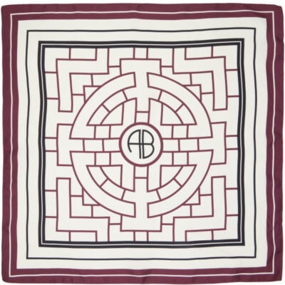 Anine Bing Burgundy & White York AB Scarf