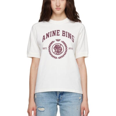 Anine Bing White Jaylin Collegiate T-shrit