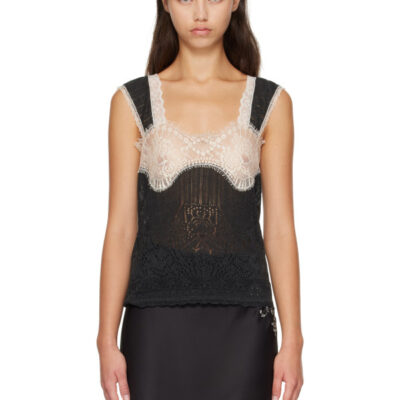 Anna Sui Black Lingerie Lace Knit Camisole