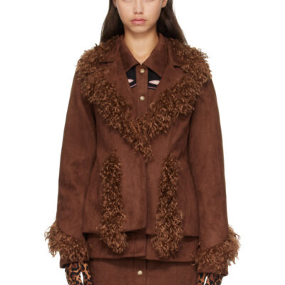 Anna Sui Brown Faux-Suede Jacket