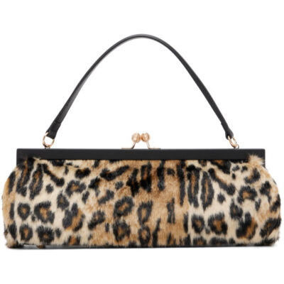 Anna Sui Brown Leopard Faux Fur Bag