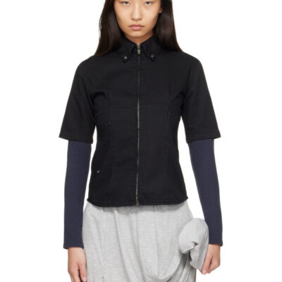 Ans Dostoevner Black & Navy Long Sleeve Denim Shirt