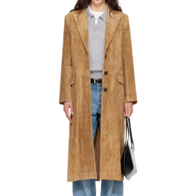 Arma Tan Alissa Long Gritty Suede Coat